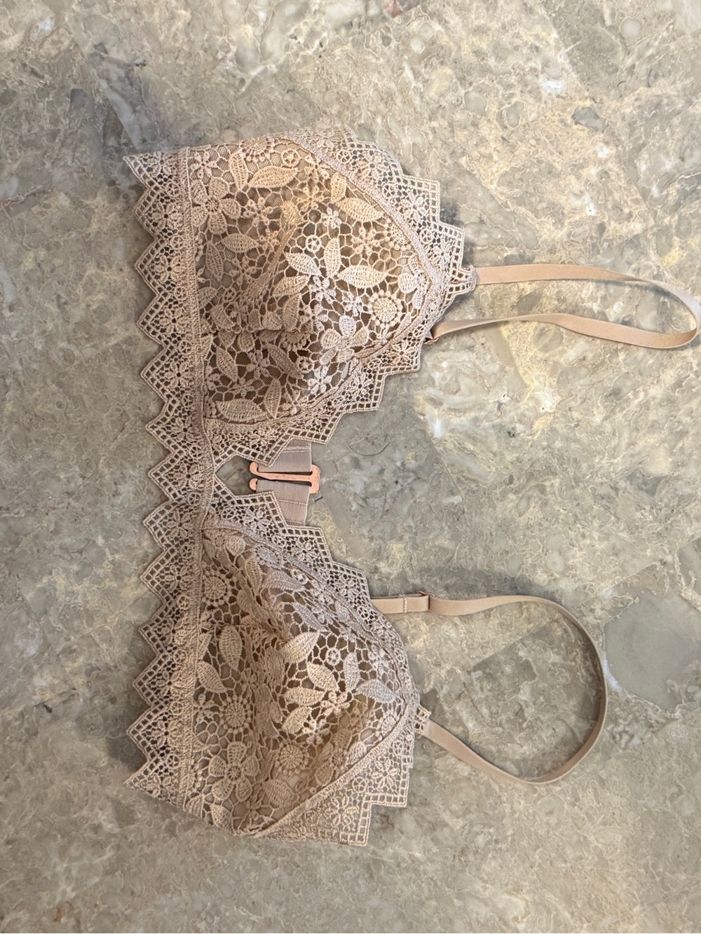 aerie Lace Triangle Bralette in Light tan